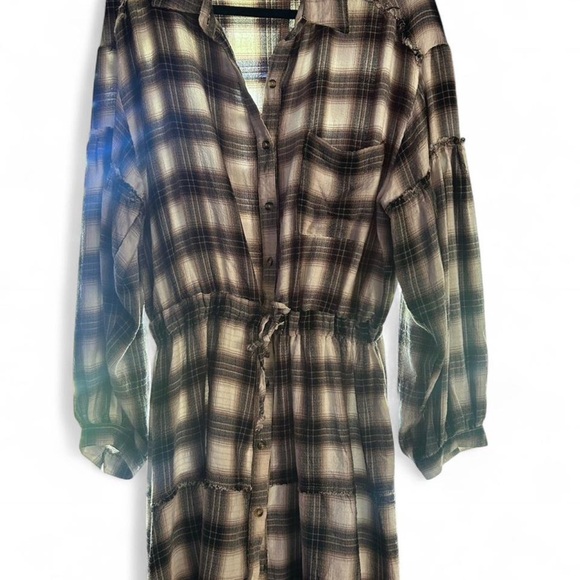 Vintage Havana Plaid Frayed Hem Dress - NWOT - Picture 2 of 6